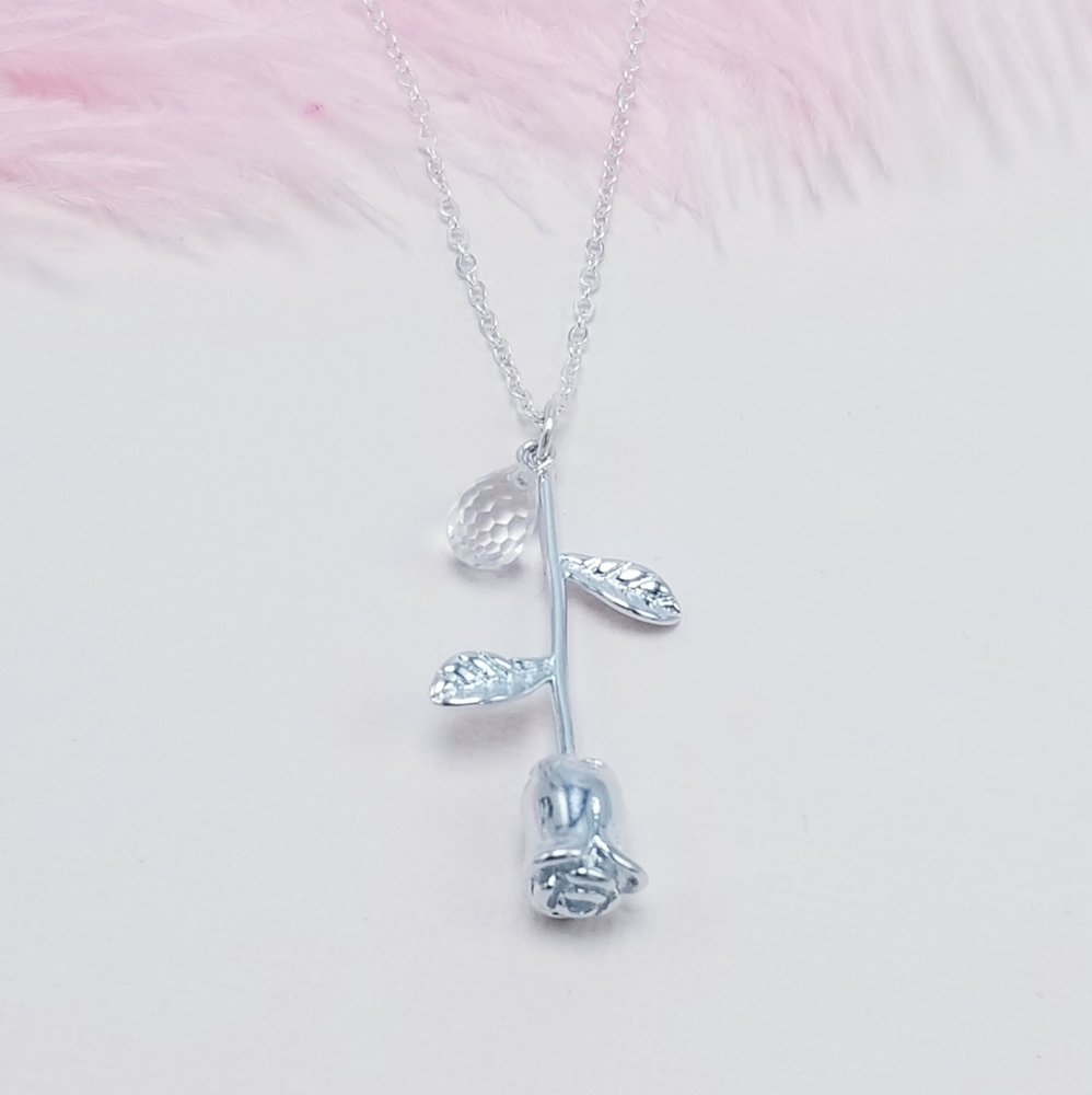 Sterling silver rose necklace